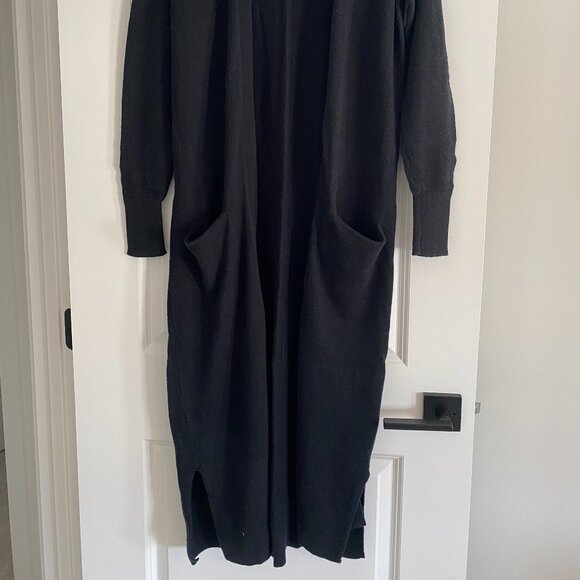 Old Navy Longline Open Front Cardigan – Black Knit Longline Sweater - Picture 2 of 7